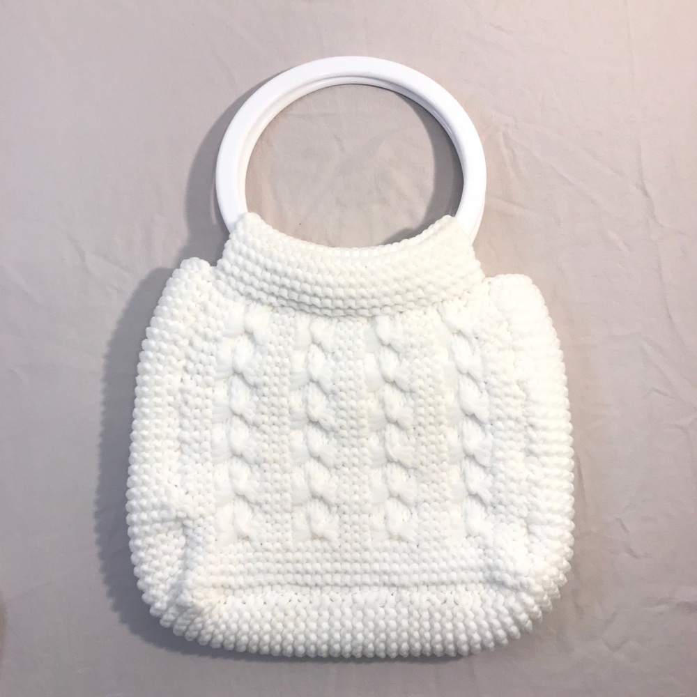 Vintage Handmade Crochet Purse or Handbag With Plastic Loops
